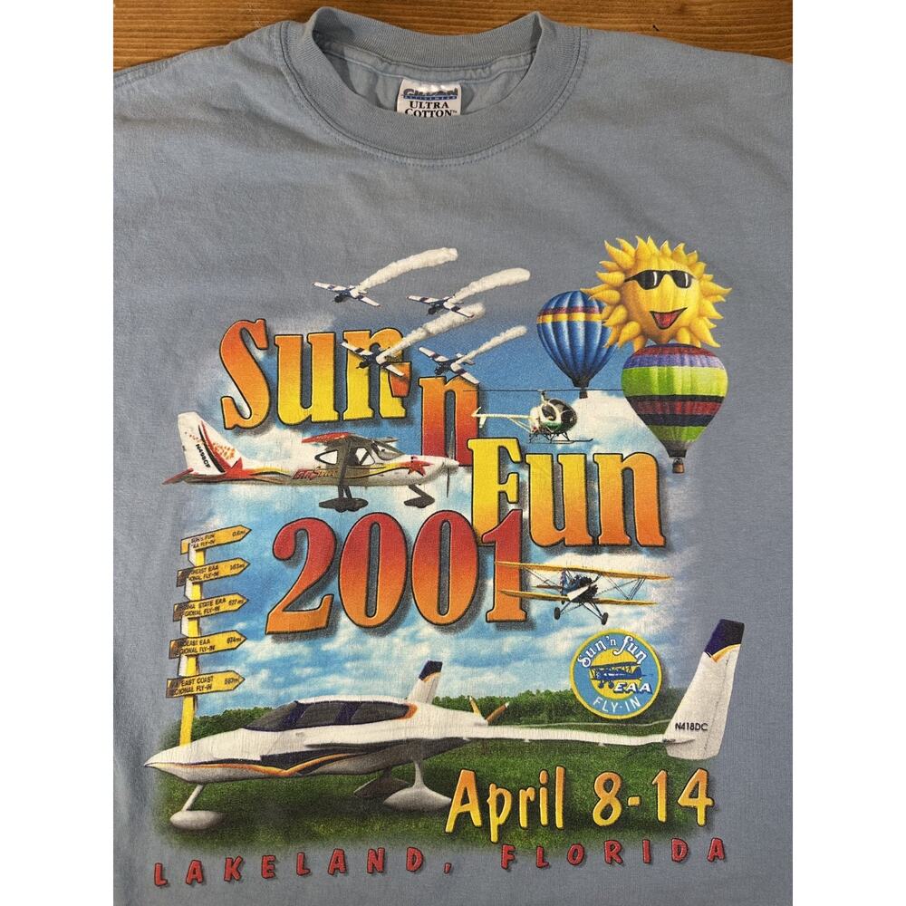 M/L Vintage 2001 Sun n Fun Lakeland Florida Airplane Medium Vtg Shirt Graphic